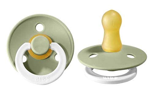 BIBS Pacifiers Colour Collection | Natural Rubber Baby Pacifier | Set of 2 BPA-Free Soothers | Made in Denmark | 0+ Months (Pack of 2) | Blush/Ivory