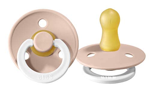 BIBS Pacifiers Colour Collection | Natural Rubber Baby Pacifier | Round Nipple | Set of 2 BPA-Free Soothers | Made in Denmark | 0+ Months (Pack of 2) | Sage/Ivory