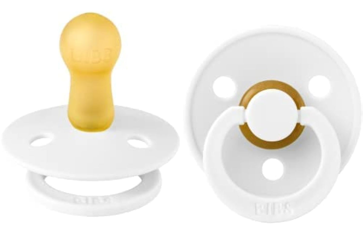 BIBS Pacifiers Colour Collection | Natural Rubber Baby Pacifier | Set of 2 BPA-Free Soothers | Made in Denmark | 0+ Months (Pack of 2) | Blush/Ivory