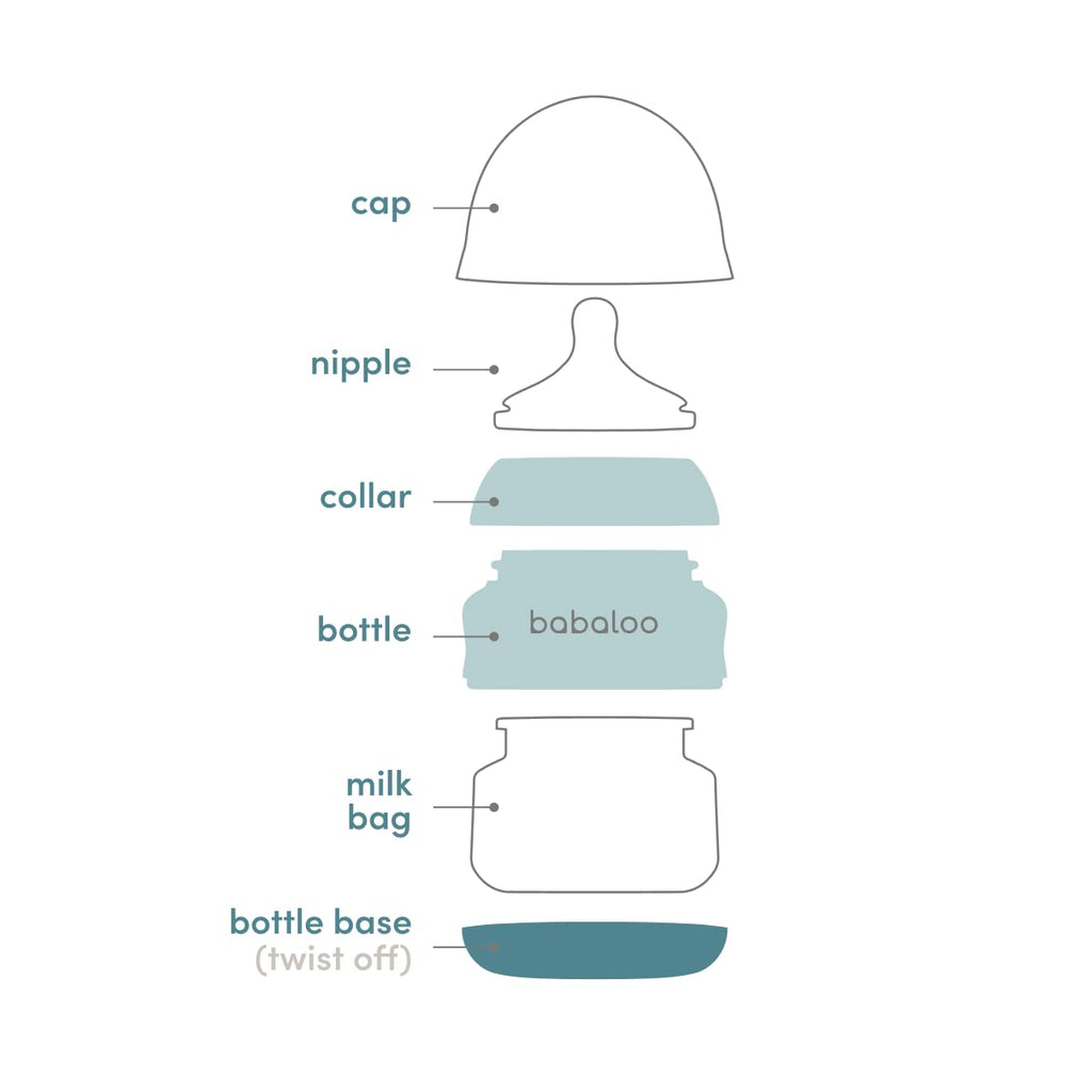 Babaloo Baby-Led Silicone Baby Bottle, Airless, Anti-Colic, 5oz Creme 1pk