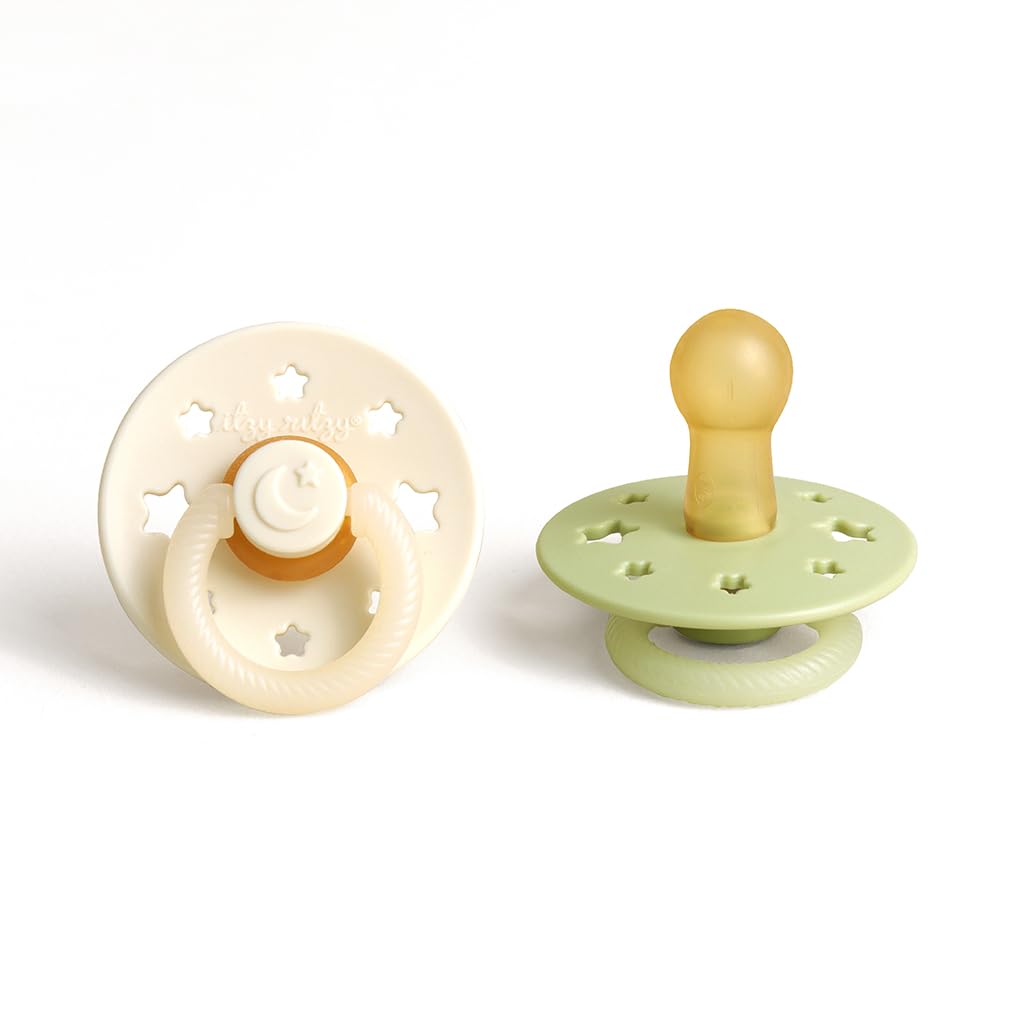 Itzy Ritzy Natural Rubber Pacifiers, 6-18 Mos, Set of 2, Blossom/Rosewood