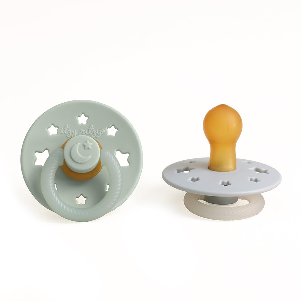 Itzy Ritzy Natural Rubber Pacifiers for 0–6 Mos, Set of 2 (Coconut/Toast)
