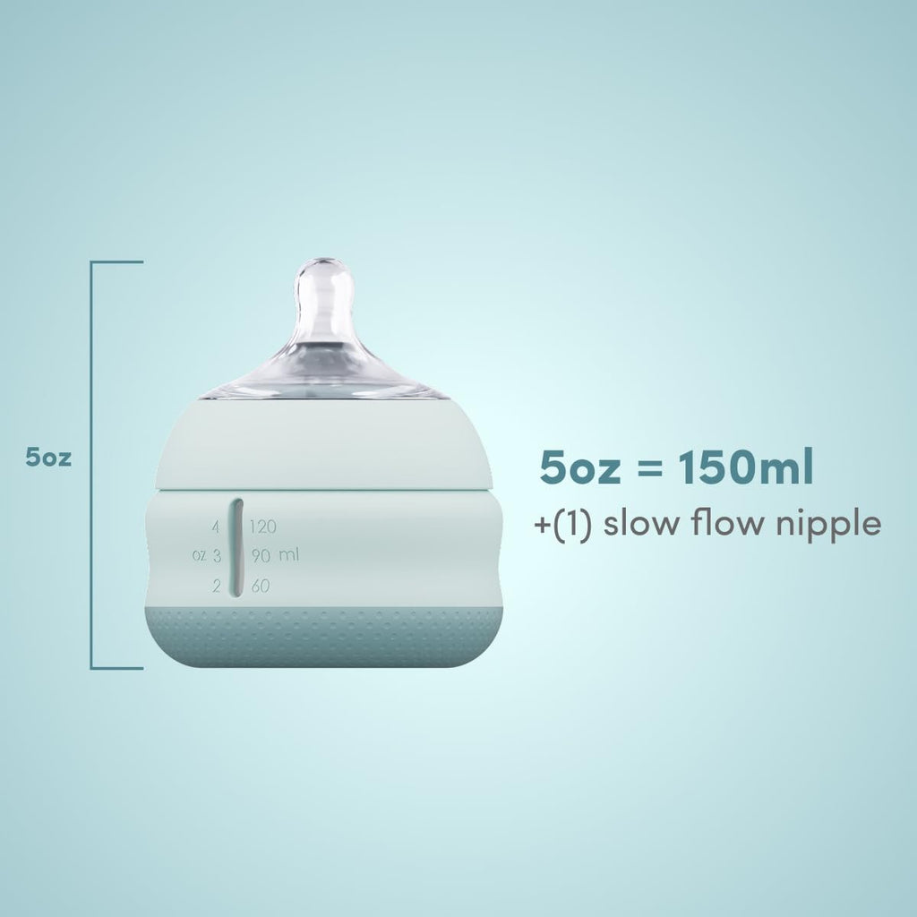 Babaloo Baby-Led Silicone Baby Bottle, Airless, Anti-Colic, 5oz Creme 1pk