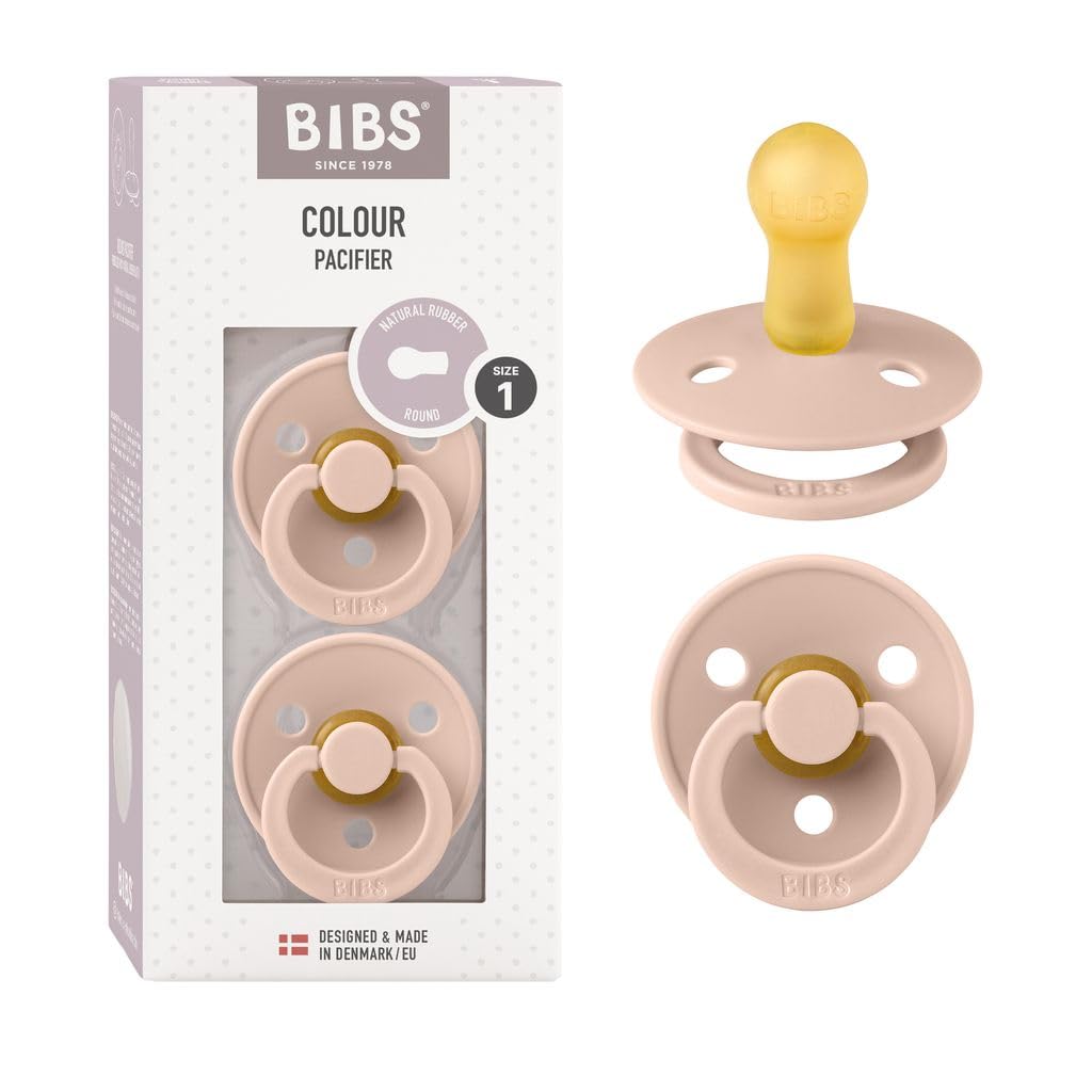 BIBS Pacifiers Colour Collection | Natural Rubber Baby Pacifier | Round Nipple | Set of 2 BPA-Free Soothers | Made in Denmark | 0+ Months (Pack of 2) | Sage/Ivory