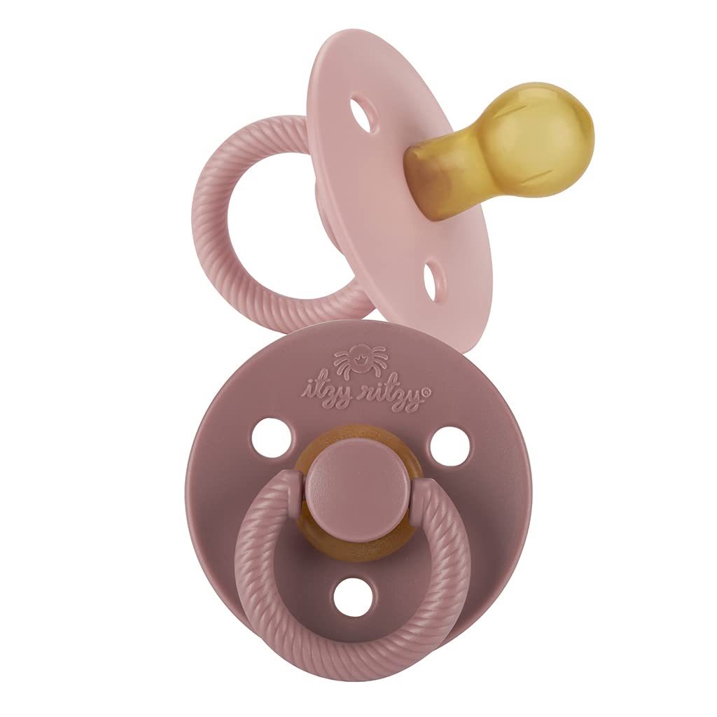 Itzy Ritzy Natural Rubber Pacifiers for 0–6 Mos, Set of 2 (Coconut/Toast)