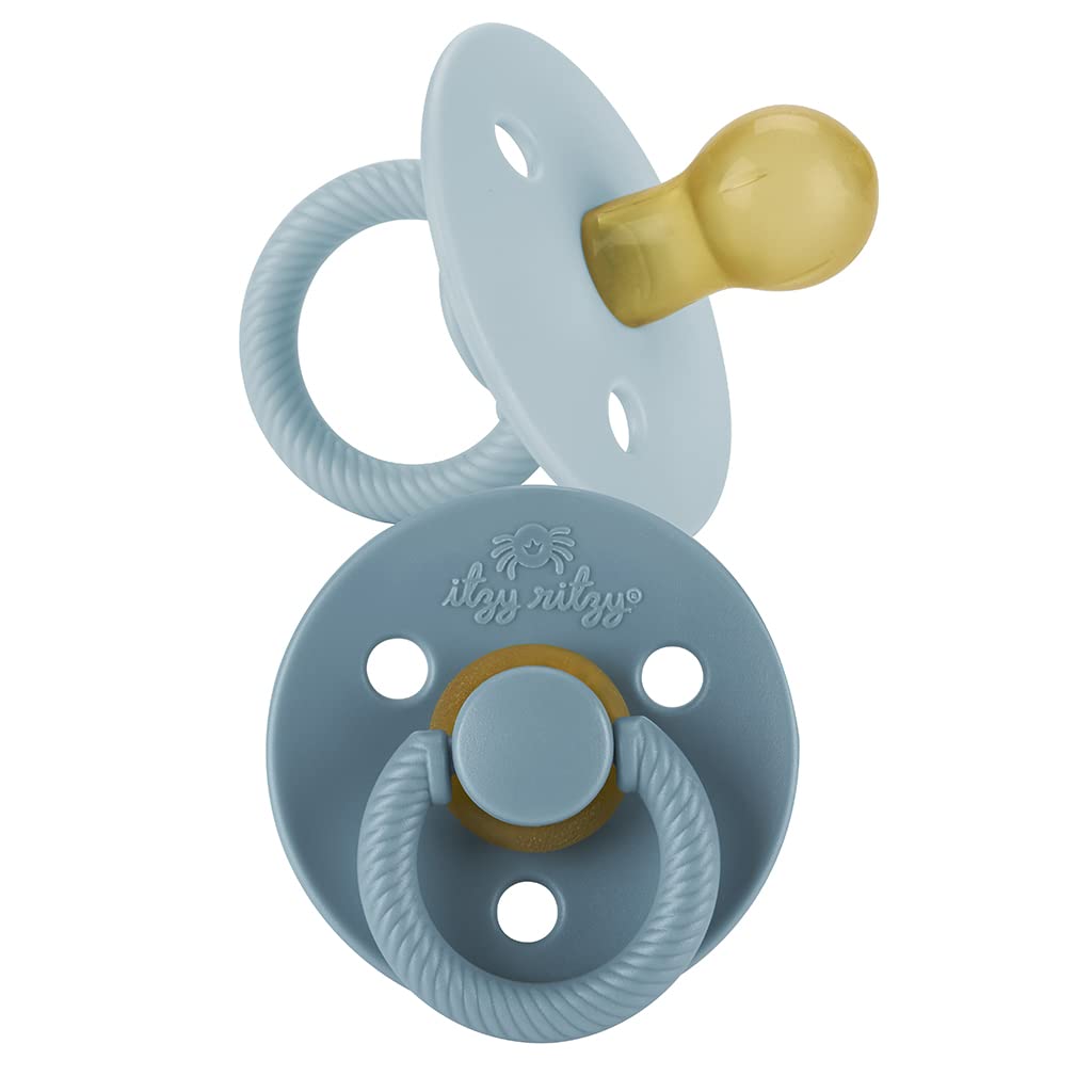 Itzy Ritzy Natural Rubber Pacifiers for 0–6 Mos, Set of 2 (Coconut/Toast)