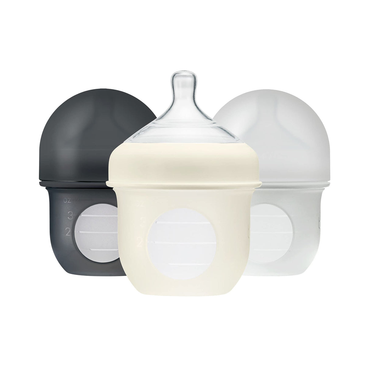 Boon Nursh Silicone Baby Bottles - Color Block - 4 Oz - 3 Count