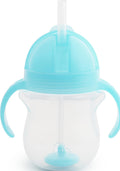 Munchkin Any Angle Sippy Cups for Toddlers, Spill Proof Weighted Straw Cup with Transition Handles for Babies 6 Months and Up, 2 Pack, Blue/Green