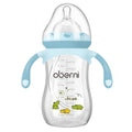 Oberni Baby Bottles, Weighted Straw Toddler Milk Bottles with Non-Slip Handle, Size + Variable Fast Flow, 12+ Months, BPA-Free, Blue/2Pack/9oz