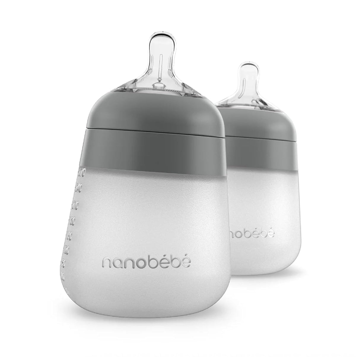 Nanobebe Flexy Silicone Baby Bottle, Anti-Colic, Natural Feel, Non-Collapsing Nipple, Non-Tip Stable Base, Easy to Clean, 3-Pack, Pink, 9oz