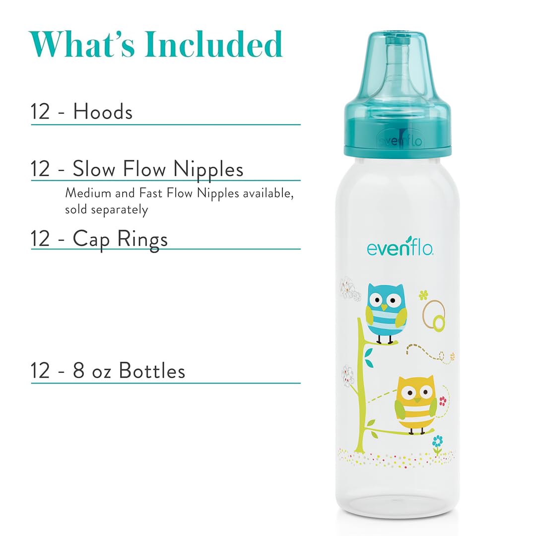 Classic Prints Polypropylene Bottles for Baby, Infant and Newborn - Blue/Green/Teal, 8 Ounce (Pack of 12)