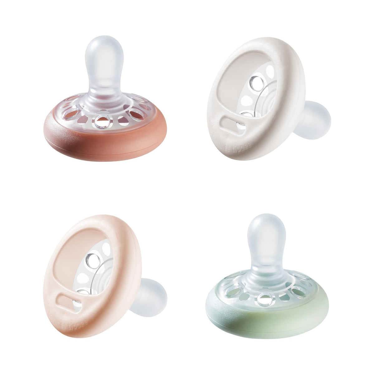 Tommee Tippee Breast-Like Pacifier, 0-6 Months, Symmetrical Design, Natural Breast-Like Baglet, BPA-Free Binkies, Pastel/Blue/Black, Pack of 4