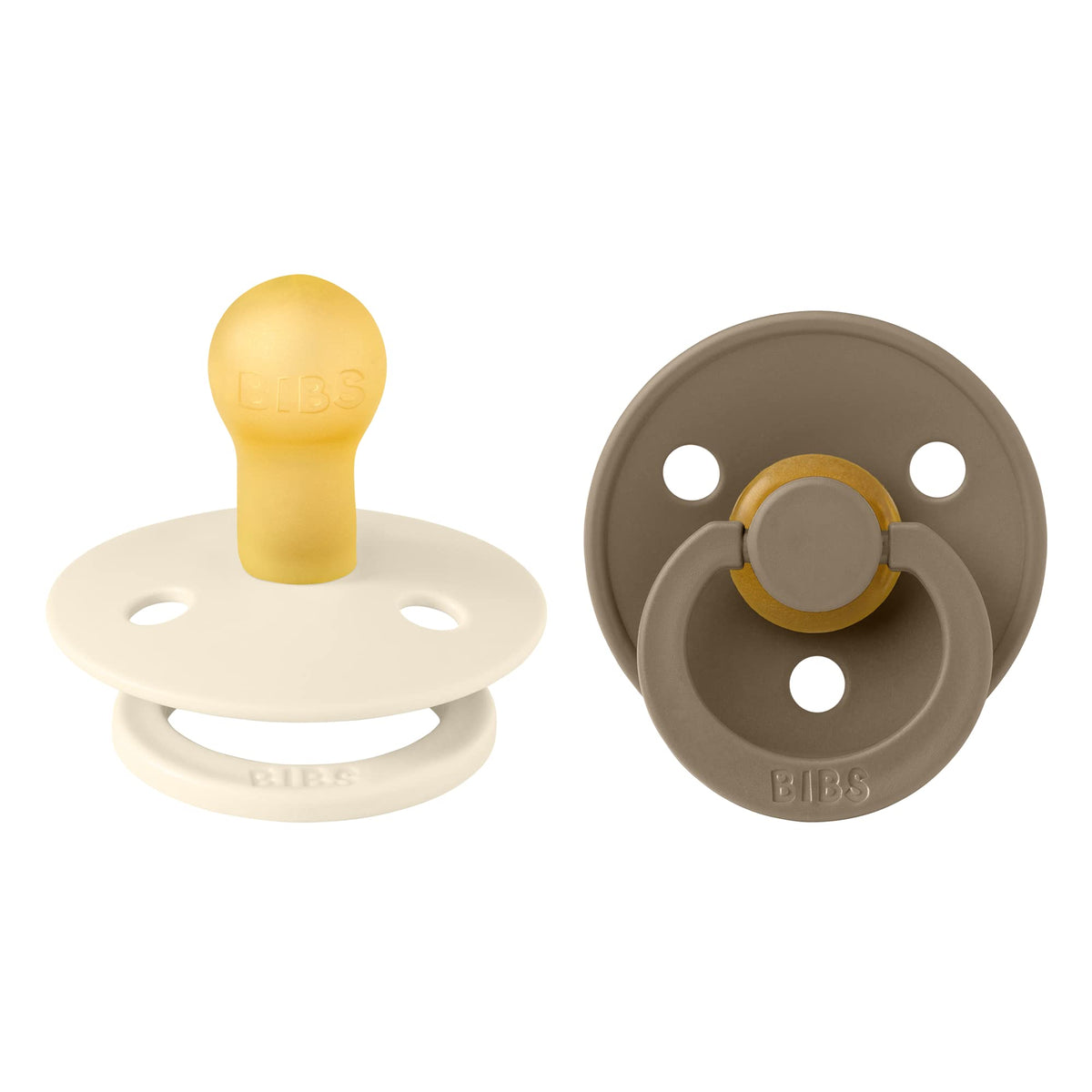 BIBS Pacifiers Colour Collection | Natural Rubber Baby Pacifier | Set of 2 BPA-Free Soothers | Made in Denmark | 0+ Months (Pack of 2) | Blush/Ivory