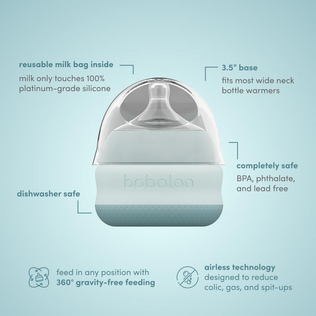 Babaloo Baby-Led Silicone Baby Bottle, Airless, Anti-Colic, 5oz Creme 1pk