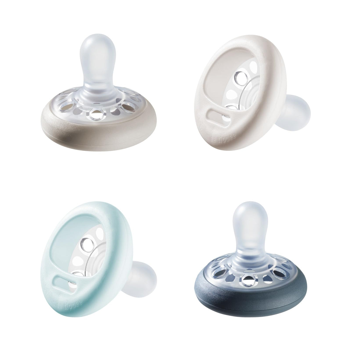 Tommee Tippee Breast-Like Pacifier, 0-6 Months, Symmetrical Design, Natural Breast-Like Baglet, BPA-Free Binkies, Rose/Green/Cream, Pack of 4