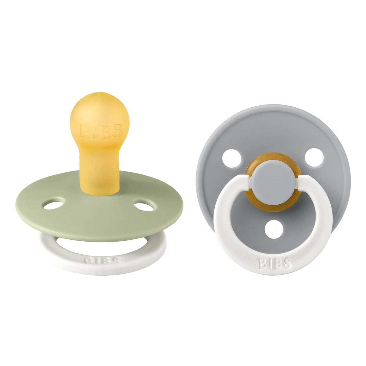 BIBS Pacifiers Colour Collection | Natural Rubber Baby Pacifier | Set of 2 BPA-Free Soothers | Made in Denmark | 0+ Months (Pack of 2) | Blush/Ivory