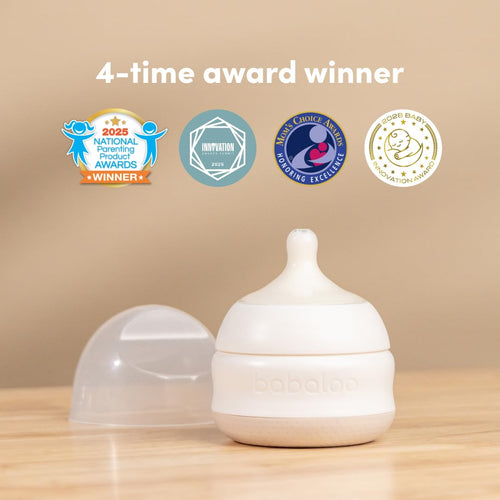 Babaloo Baby-Led Silicone Baby Bottle, Airless, Anti-Colic, 5oz Creme 1pk