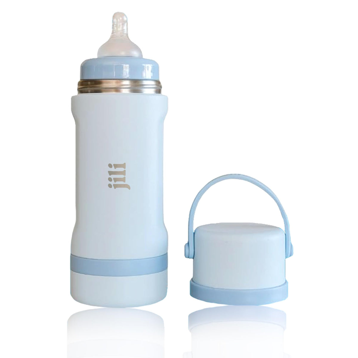 Jili All-in-One Baby Bottle, Insulated Stainless Steel Bottle with Formula Container, Anti-Colic Nipple, and Leak-Proof Lid, Baby Essentials for Travel, BPA and Phthalates-Free, Sage, 8 oz.