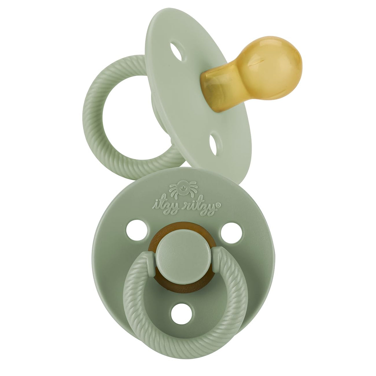Itzy Ritzy Natural Rubber Pacifiers, 6-18 Mos, Set of 2, Blossom/Rosewood