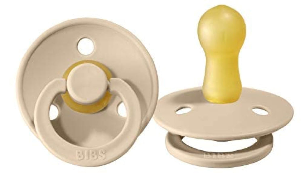 BIBS Pacifiers Colour Collection | Natural Rubber Baby Pacifier | Set of 2 BPA-Free Soothers | Made in Denmark | 0+ Months (Pack of 2) | Blush/Ivory