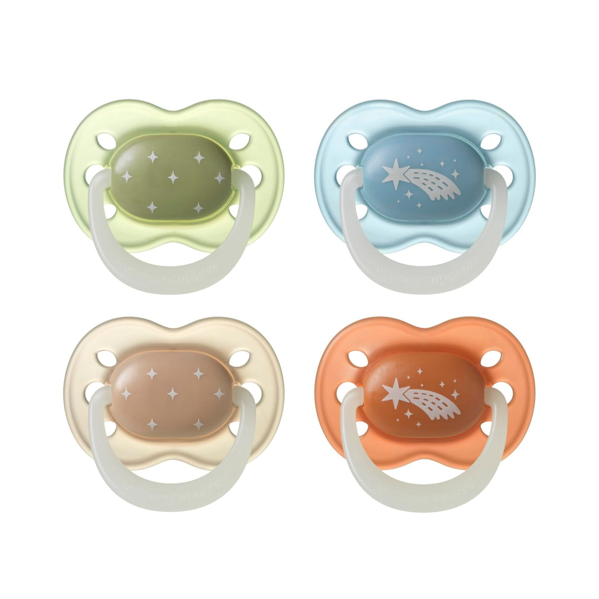 Tommee Tippee Night Time Pacifier, Glow in the Dark, 0-6m, Pack of 4