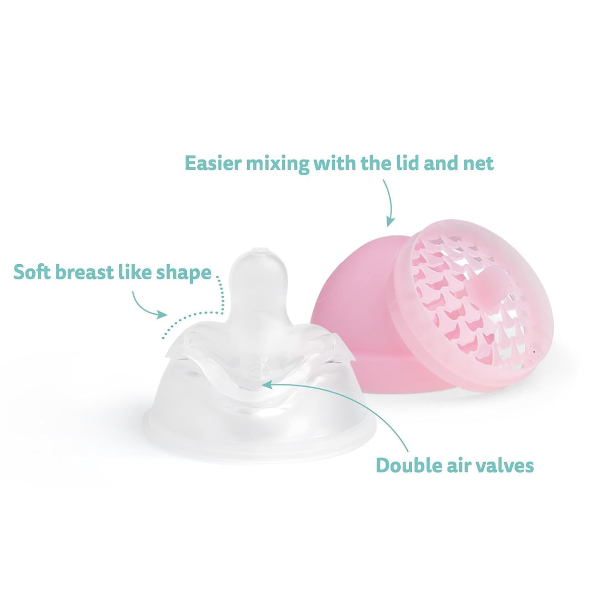 Herobility Anti-Colic Baby Bottles 8.5 fl oz/240ml - Pack of 4 Plastic Baby Bottles, Slow Flow Plastic Bottles, Breast-Shaped Teat for Breastfed Babies – Multicolor – White, Gray, Pink, Hawthorn Rose