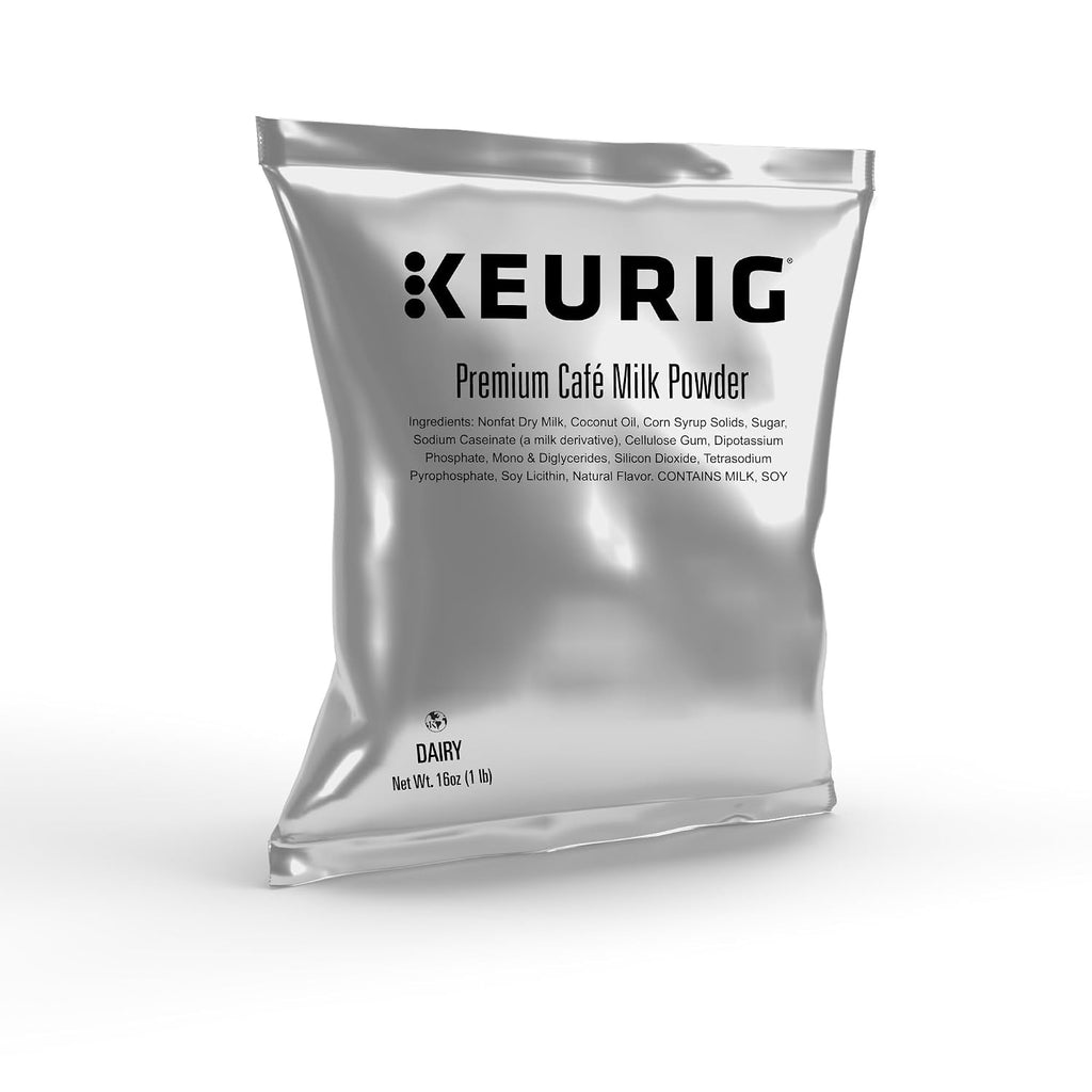 Keurig Premium Café Milk Powder, 1lb Bag, Specialty Beverage Base for Lattes & Cappuccinos, Makes About 30 Drinks, for Commercial Brewers, Contains Milk & Soy, 12 Pack