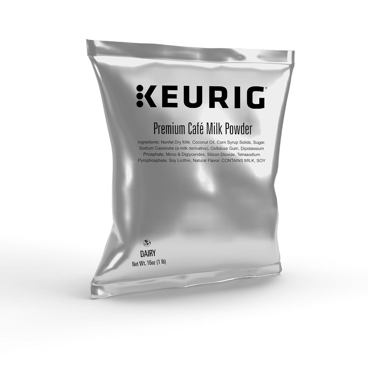 Keurig Premium Café Milk Powder, 1lb Bag, Specialty Beverage Base for Lattes & Cappuccinos, Makes About 30 Drinks, for Commercial Brewers, Contains Milk & Soy, 12 Pack