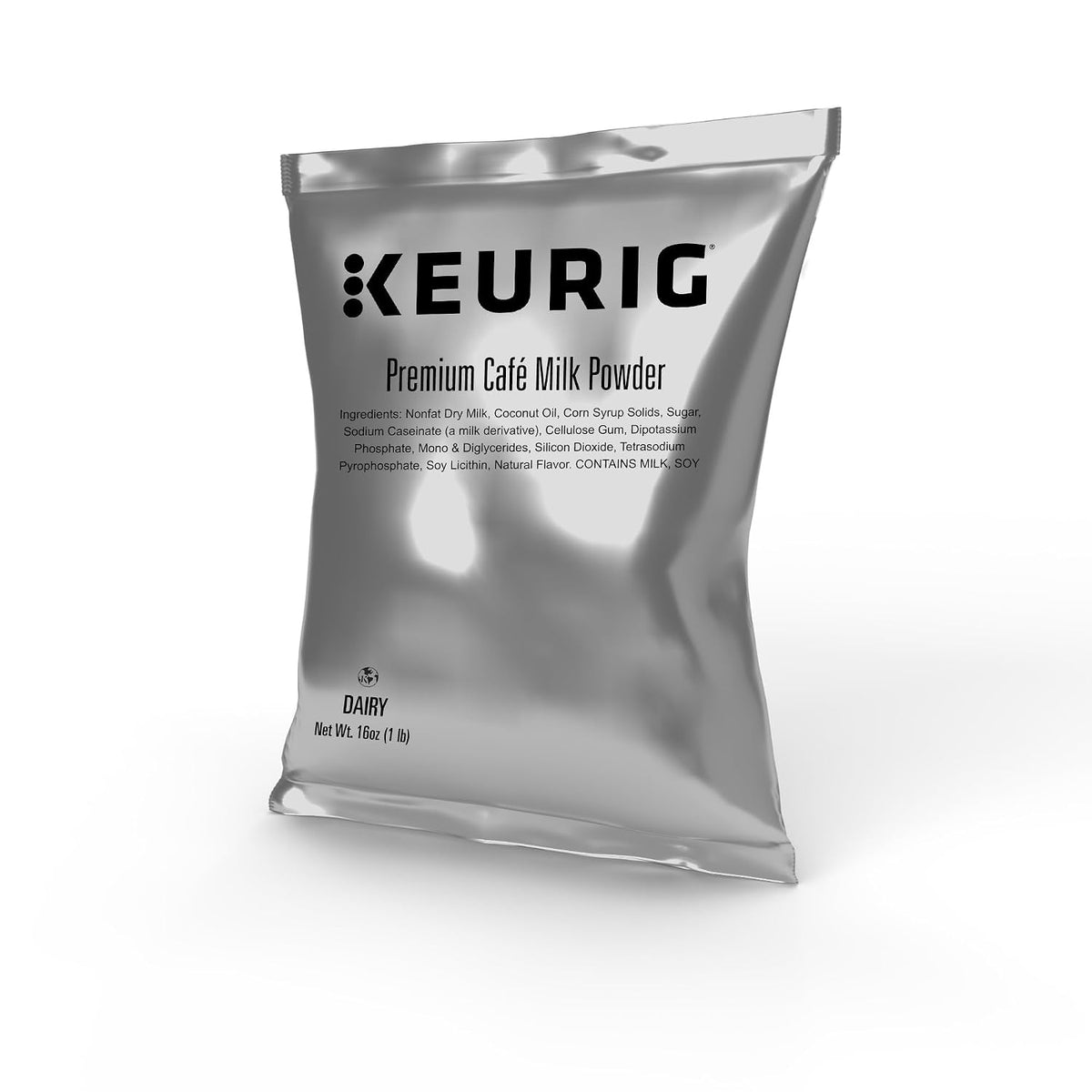 Keurig Premium Café Milk Powder, 1lb Bag, Specialty Beverage Base for Lattes & Cappuccinos, Makes About 30 Drinks, for Commercial Brewers, Contains Milk & Soy, 12 Pack