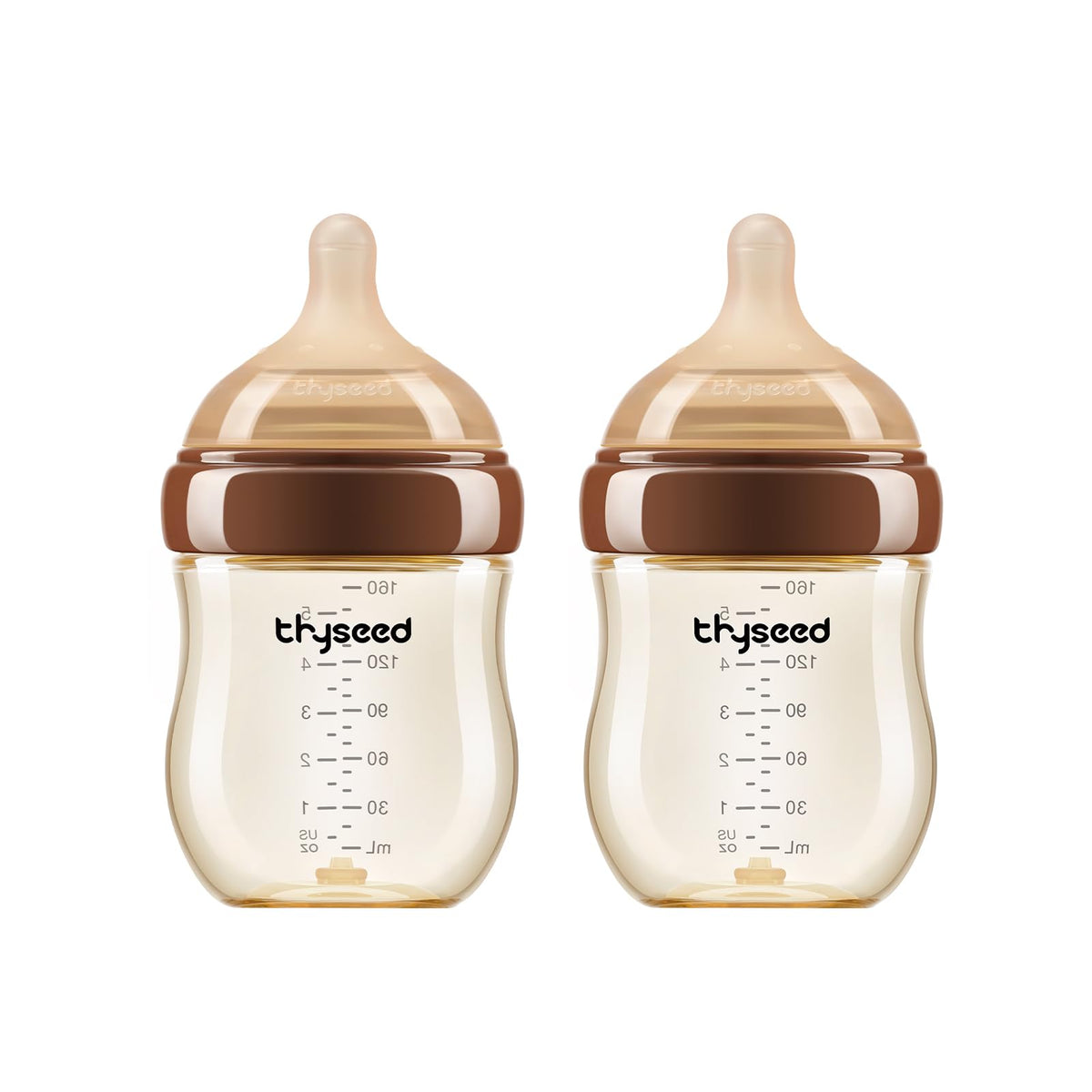 Thyseed PPSU Anti-Colic Baby Bottle, Breast-Like Slow Flow Nipple for Breastfed Babies (1m+), 5 oz/160 mL, 1 Pack