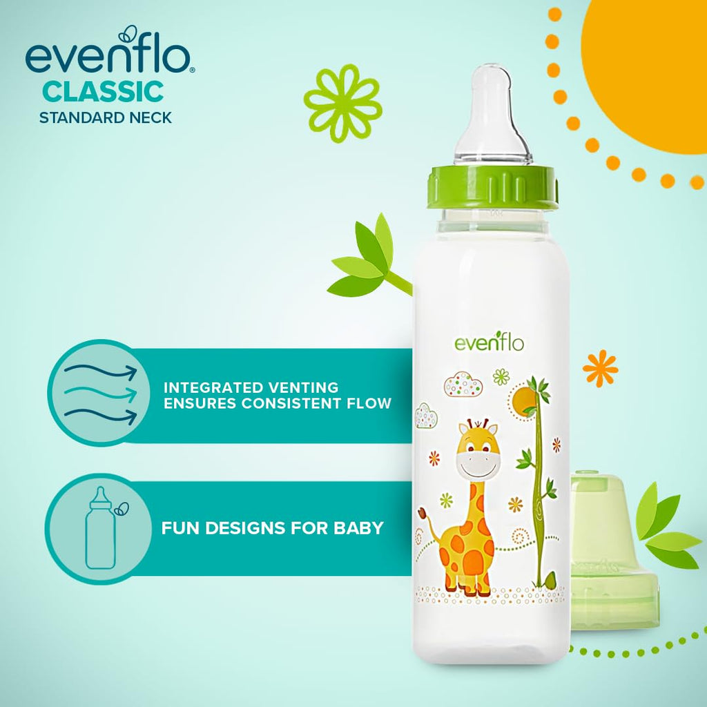 Classic Prints Polypropylene Bottles for Baby, Infant and Newborn - Blue/Green/Teal, 8 Ounce (Pack of 12)