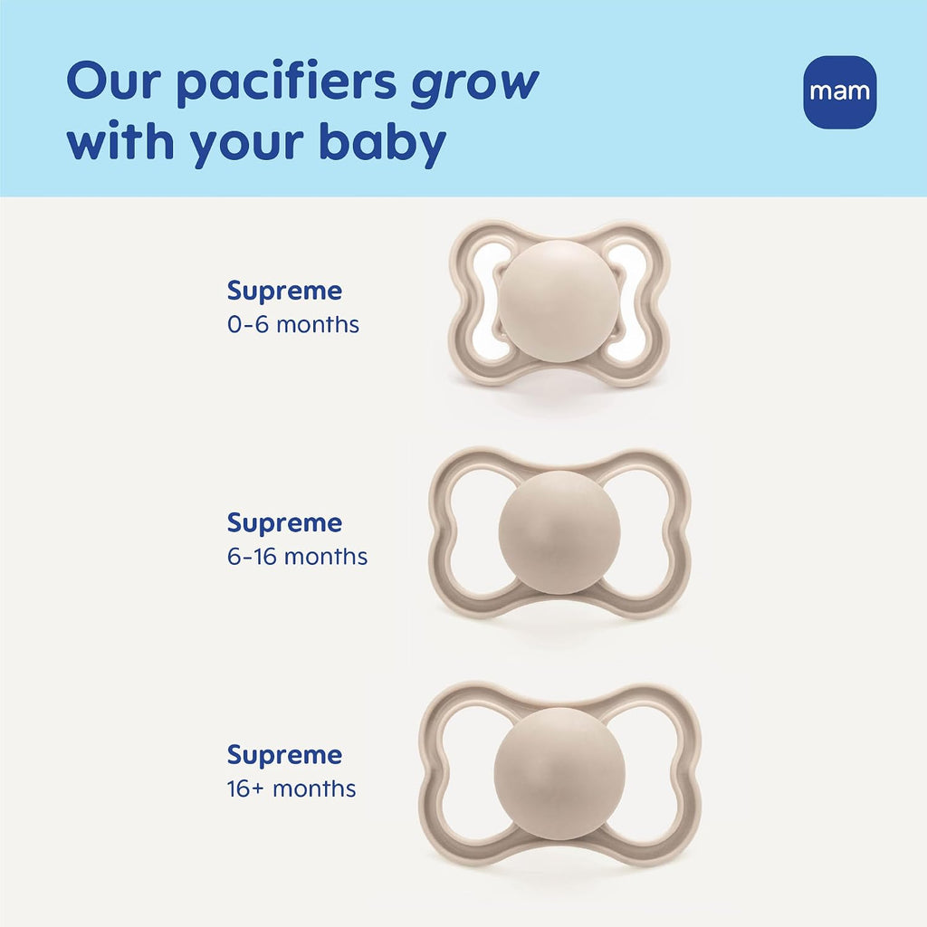 MAM Supreme Baby Pacifier, 16+ Mths, Premium Extra Thin Nipple, 2 Pack