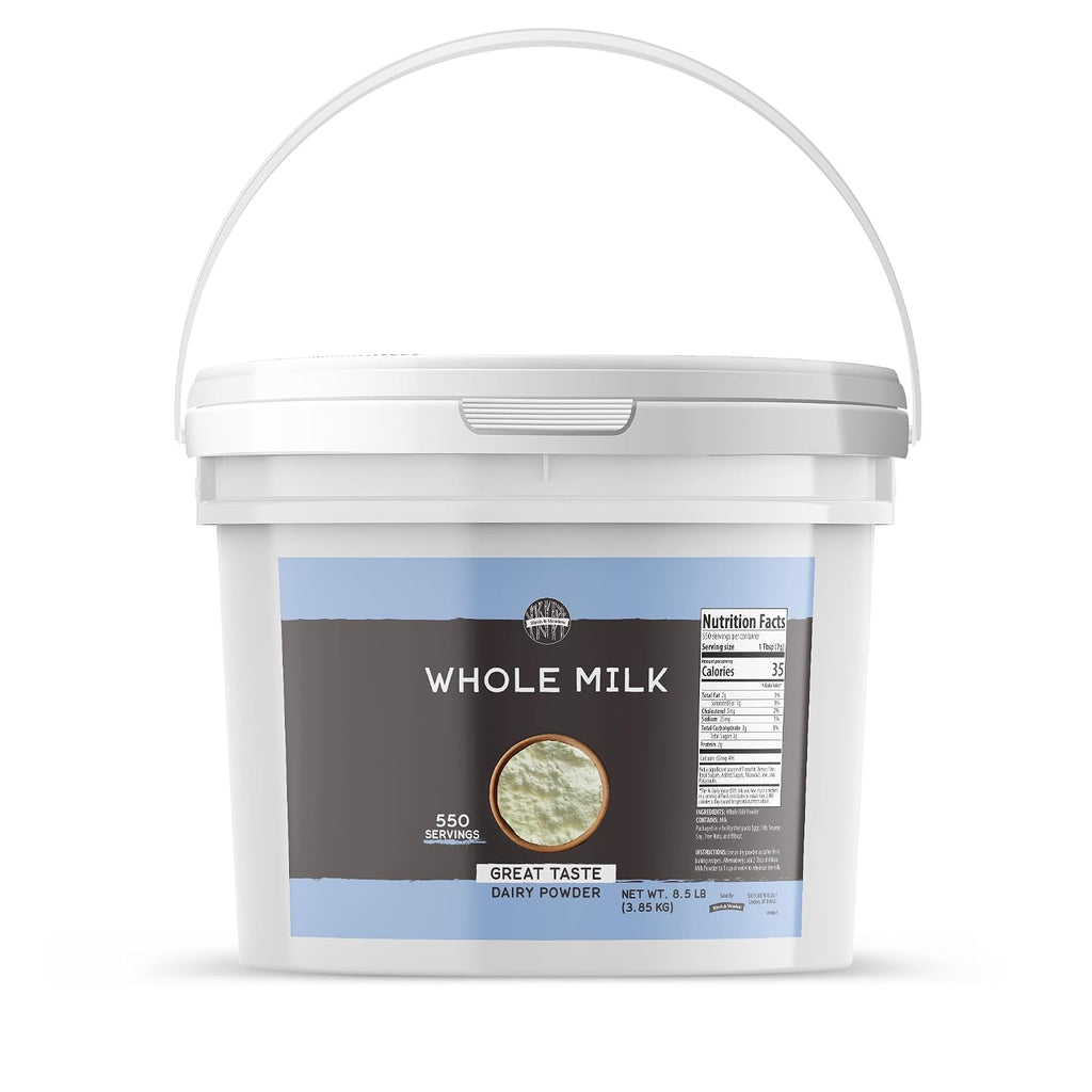 Birch & Meadow 2 Gallon Bucket of Whole Milk Powder, Light Sweet Taste (136 Ounce)