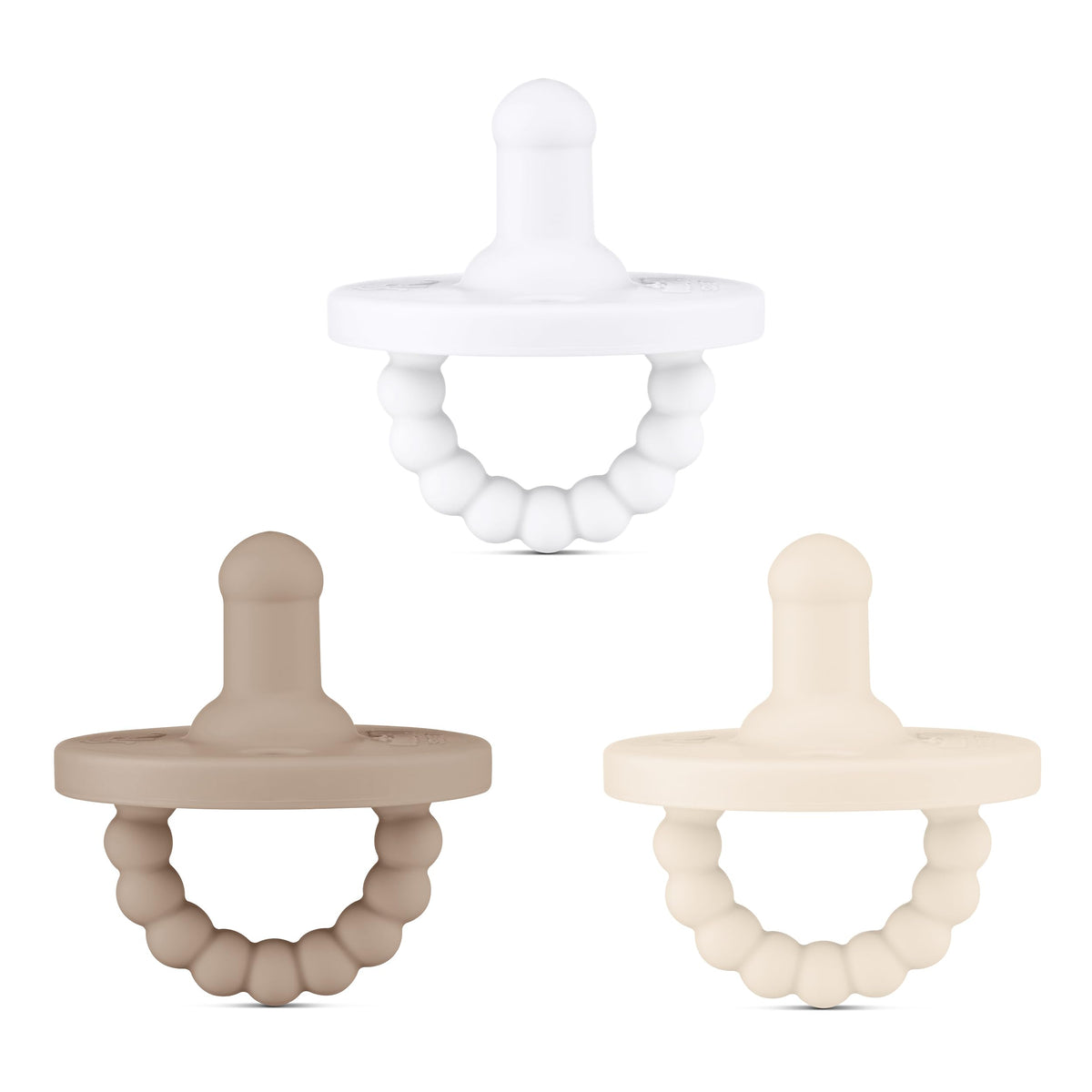 Ryan & Rose Cutie PAT 3 Pack Baby Pacifiers Teether Teething Ring Binky (Canvas, Flat Orthodontic)