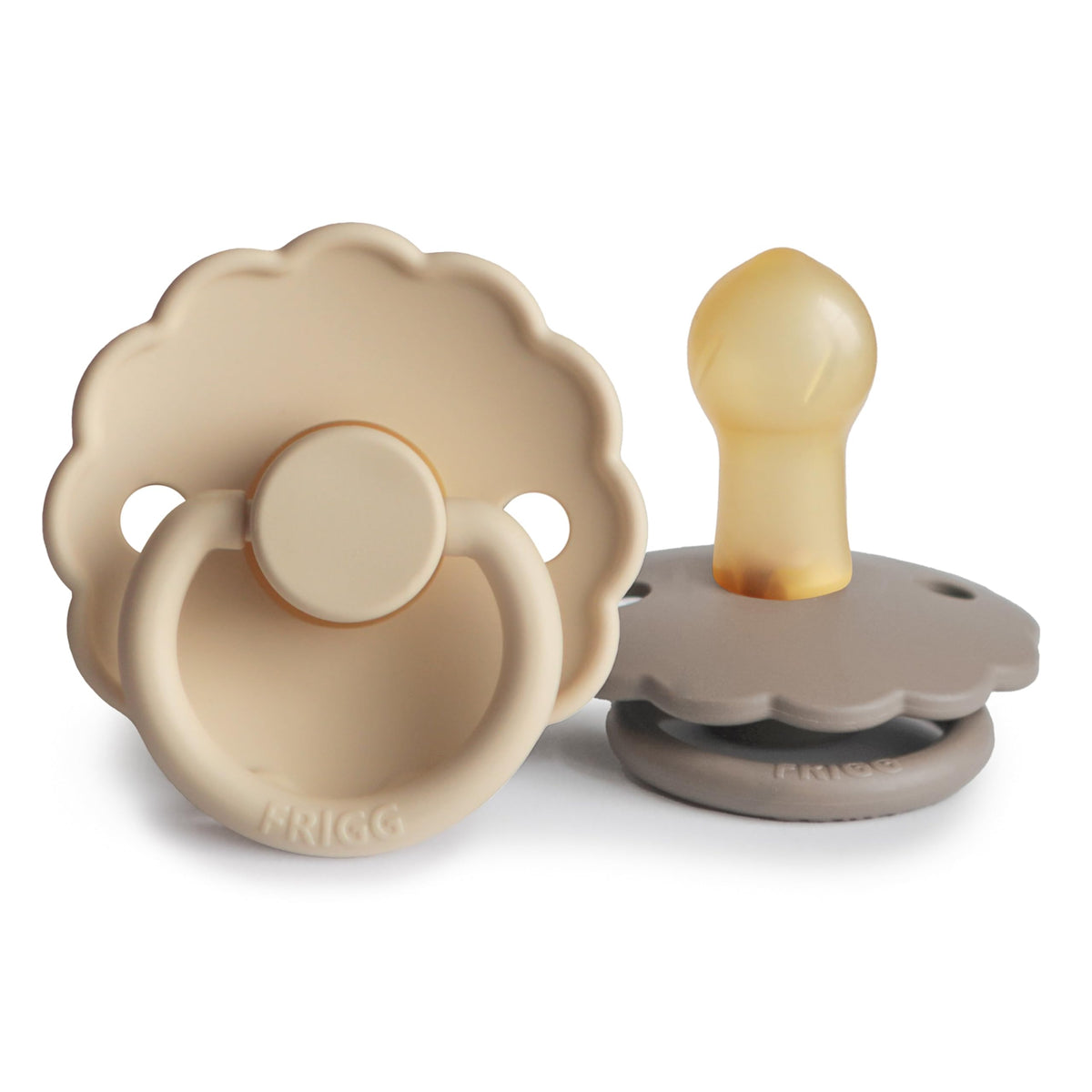 FRIGG Daisy Night Natural Rubber Baby Pacifier | Made in Denmark | BPA-Free (Blush/Cream, 6-18 Months) 2-Pack