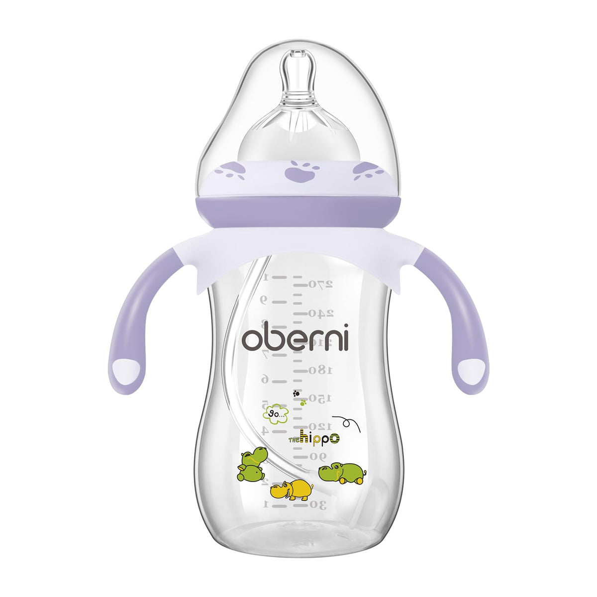 Oberni Baby Bottles, Weighted Straw Toddler Milk Bottles with Non-Slip Handle, Size + Variable Fast Flow, 12+ Months, BPA-Free, Blue/2Pack/9oz