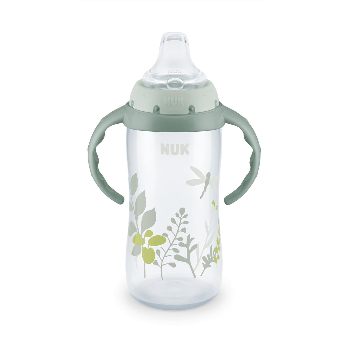 NUK First Choice Large Learner Cup 2.0, 10 oz. Sippy Cup with Handles, Spill Proof, Leak Proof Soft Straw Cup, 2-Pack
