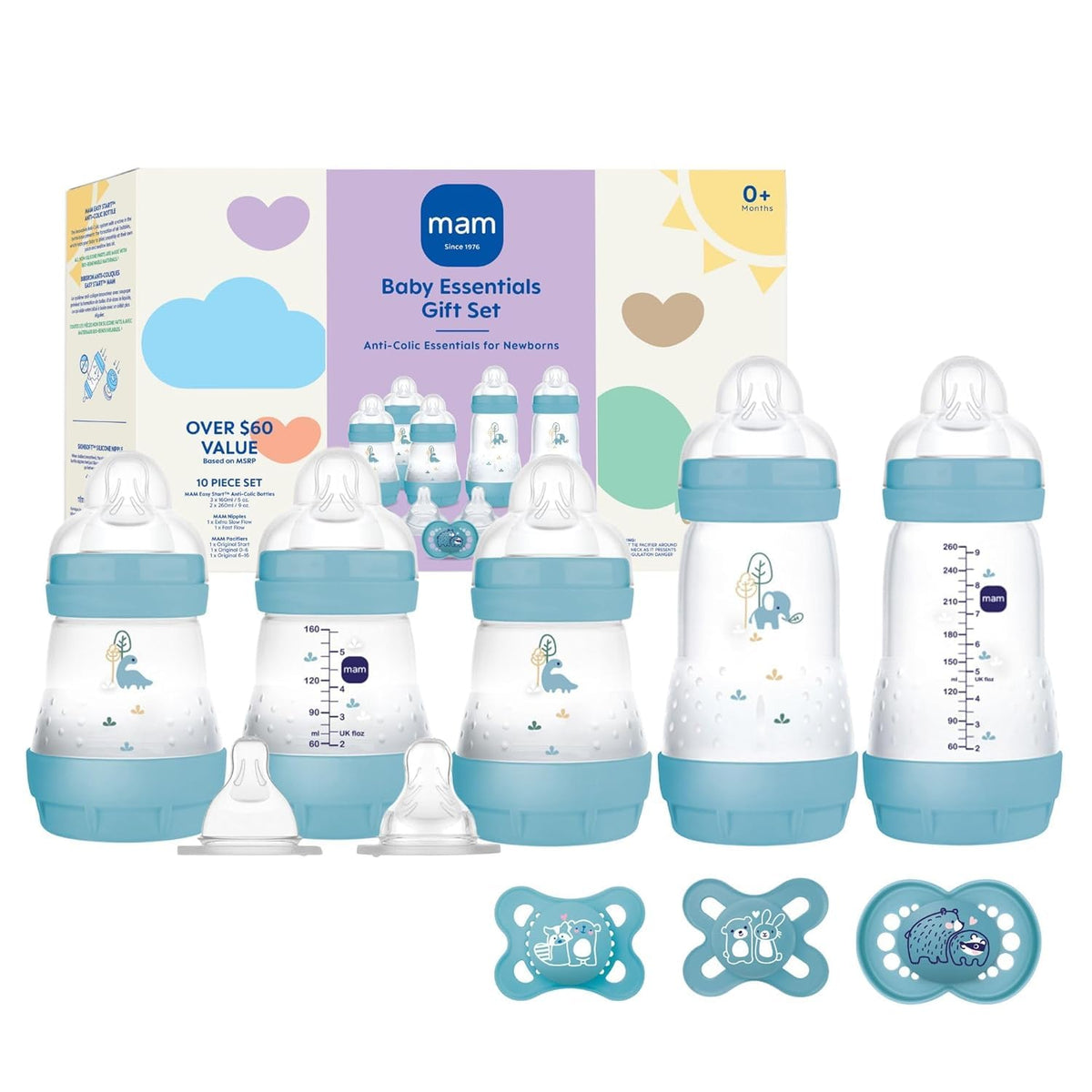 MAM Easy Start Anti-Colic 5 Baby Bottle & 3 Pacifier Newborn Gift Set