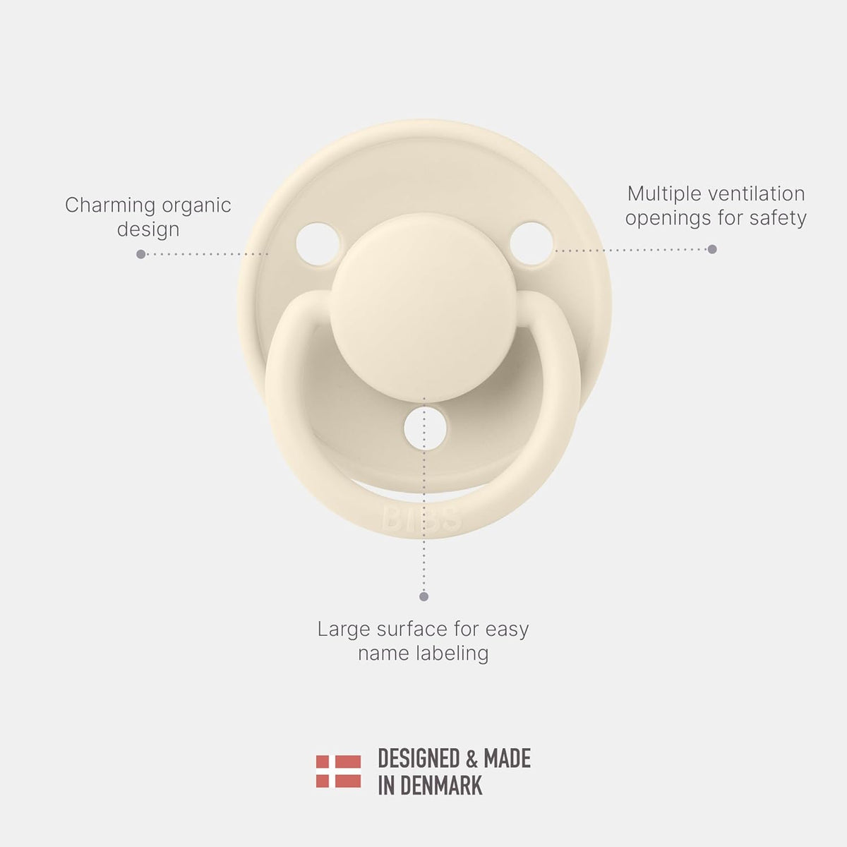 BIBS Pacifiers - De Lux Collection | BPA-Free Baby Pacifier | Made in Denmark | Set of 2 Ivory/Blush Color Premium Soothers | Size 6-18 Months