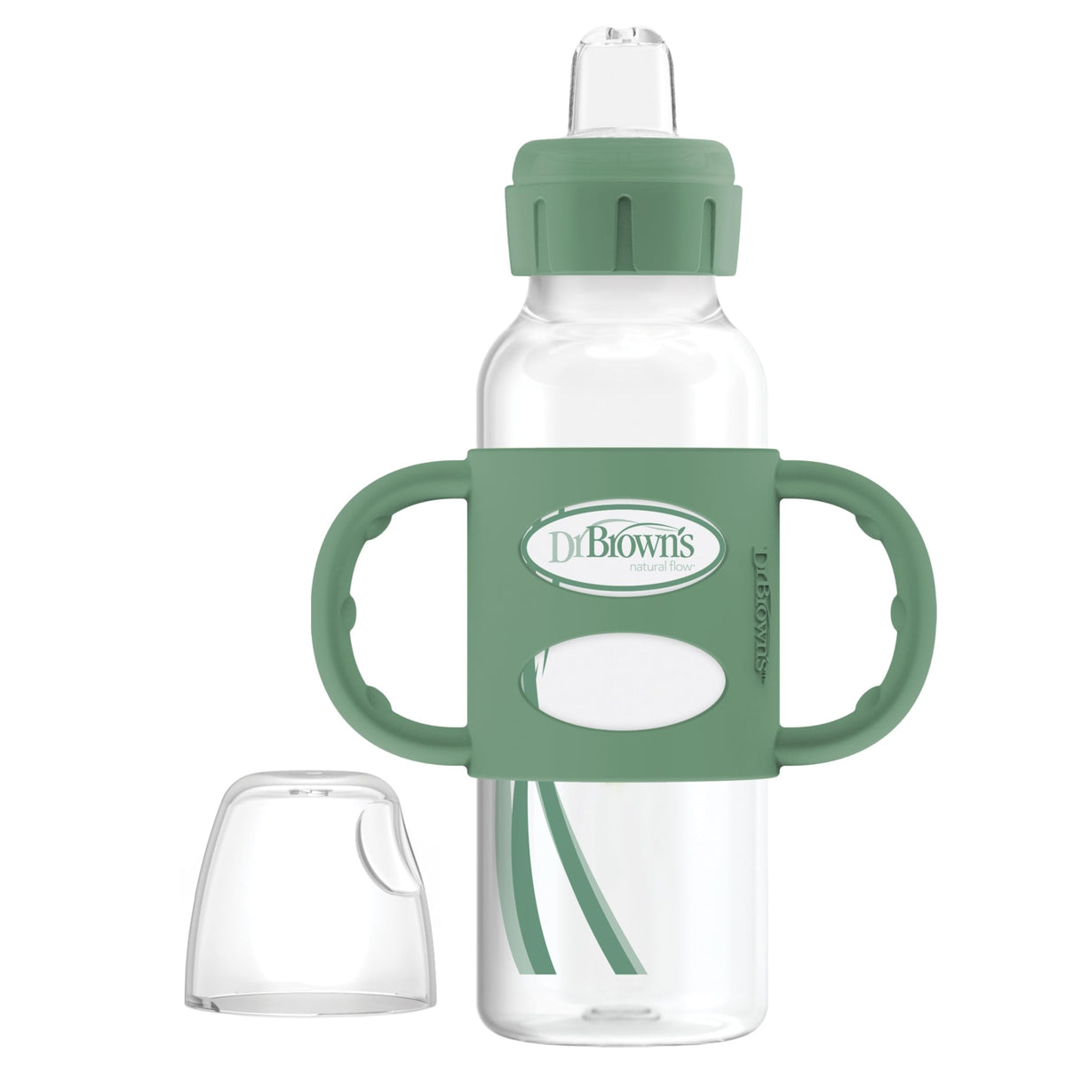 Dr. Brown's Narrow Sippy Spout Bottle with Handles, Pink & Ecru, 2-Pack