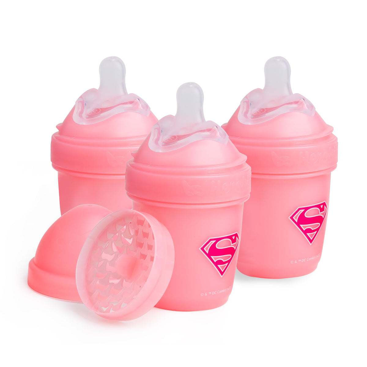 Herobility Anti-Colic Baby Bottles 8.5 fl oz/240ml - Pack of 3 Plastic Baby Bottles, Fast Flow Plastic Bottles, Breast-Shaped Teat for Breastfed Babies, Small Baby Bottles, Swedish Design, Batman