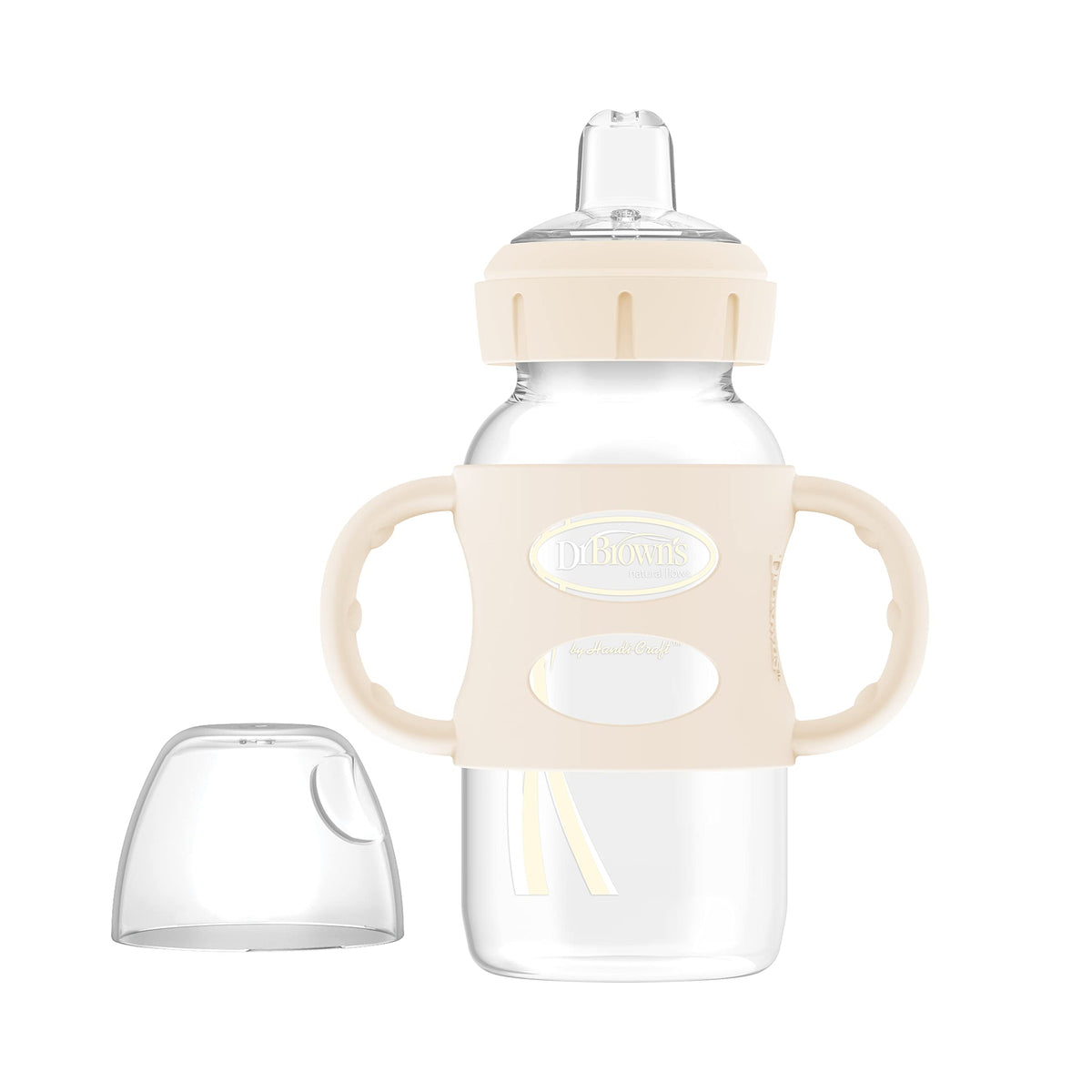 Dr. Brown's Wide-Neck Sippy Spout Bottle with Handles, Pink & Ecru, 2-Pack