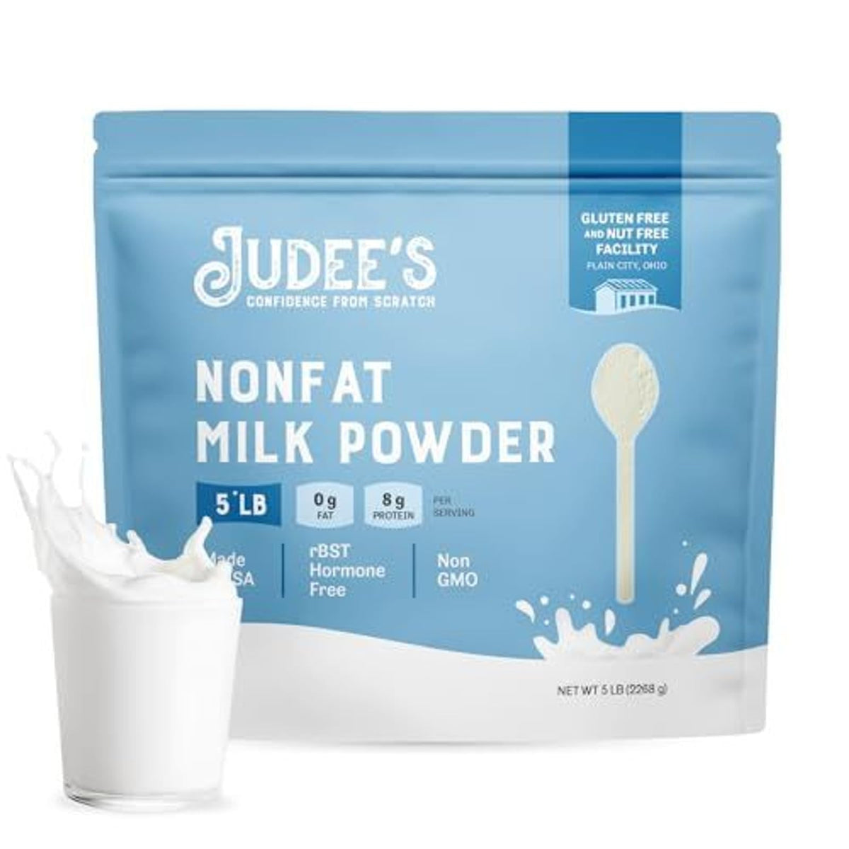 Judee's Gluten Free Non-Fat Dry Milk Powder - Versatile Baking & Cooking Powdered Milk - High-Protein, Calcium-Rich, Gluten-Free - 11.25 Oz