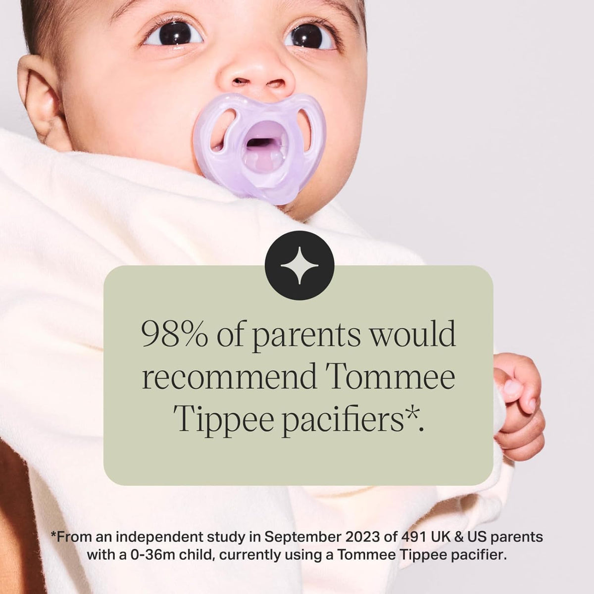 Tommee Tippee Ultra-Light Pacifier, 0-6 Months, Silicone, Pack of 4