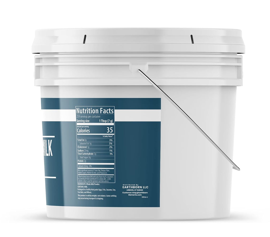 Earthborn Elements Whole Milk Powder 1 Gallon, Light Sweet Taste (64 Ounce)