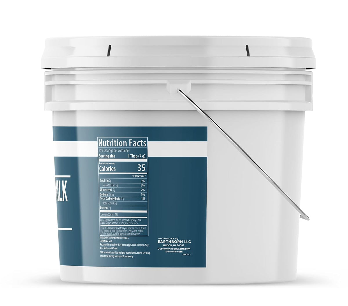 Earthborn Elements Whole Milk Powder 1 Gallon, Light Sweet Taste (64 Ounce)
