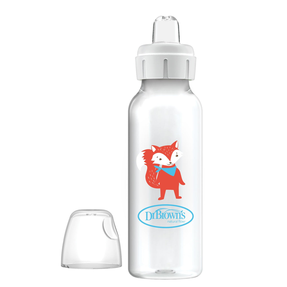 Dr. Brown's Narrow Sippy Spout Bottle, Fox & Lion, 8 oz, 2-Pack