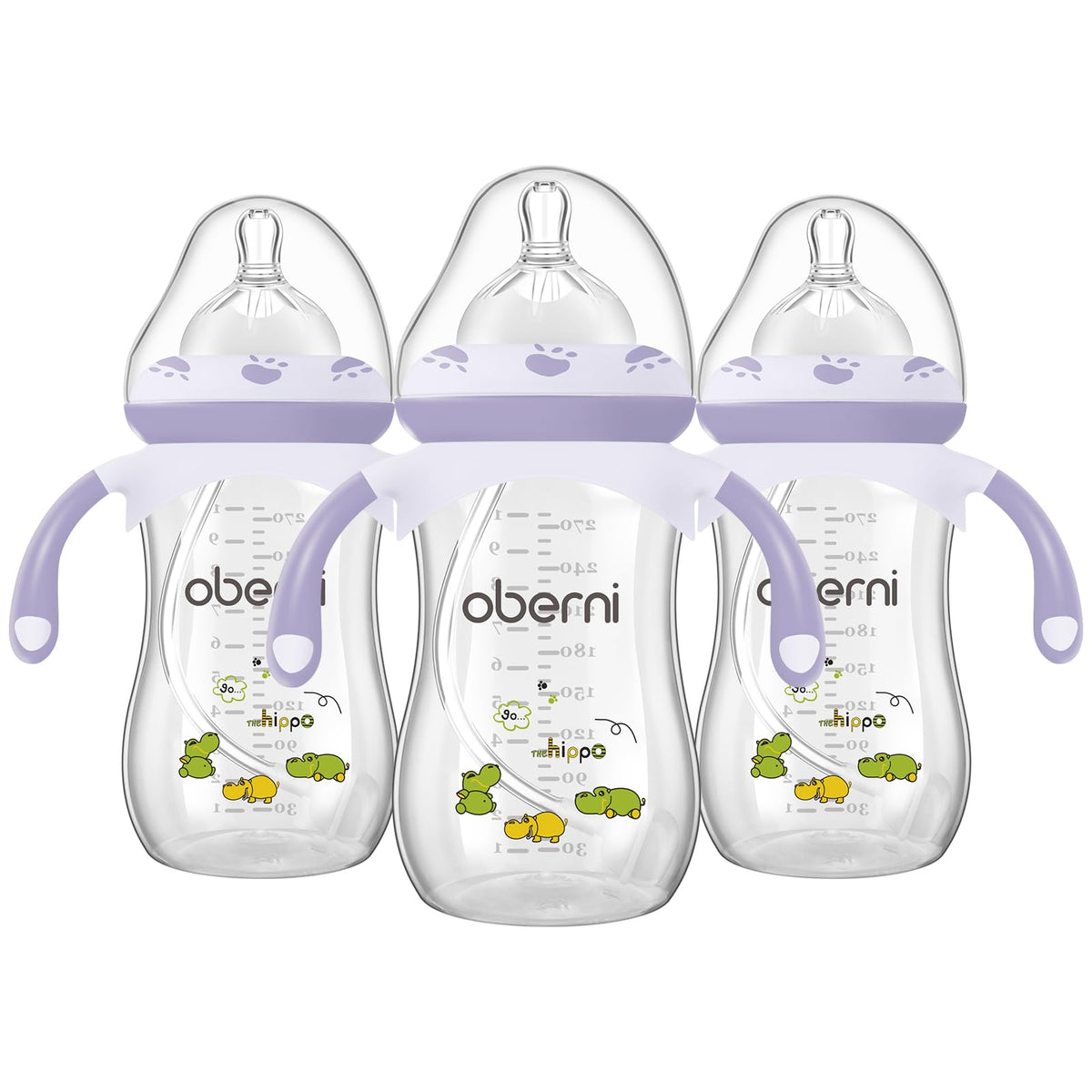 Oberni Baby Bottles, Weighted Straw Toddler Milk Bottles with Non-Slip Handle, Size + Variable Fast Flow, 12+ Months, BPA-Free, Blue/2Pack/9oz