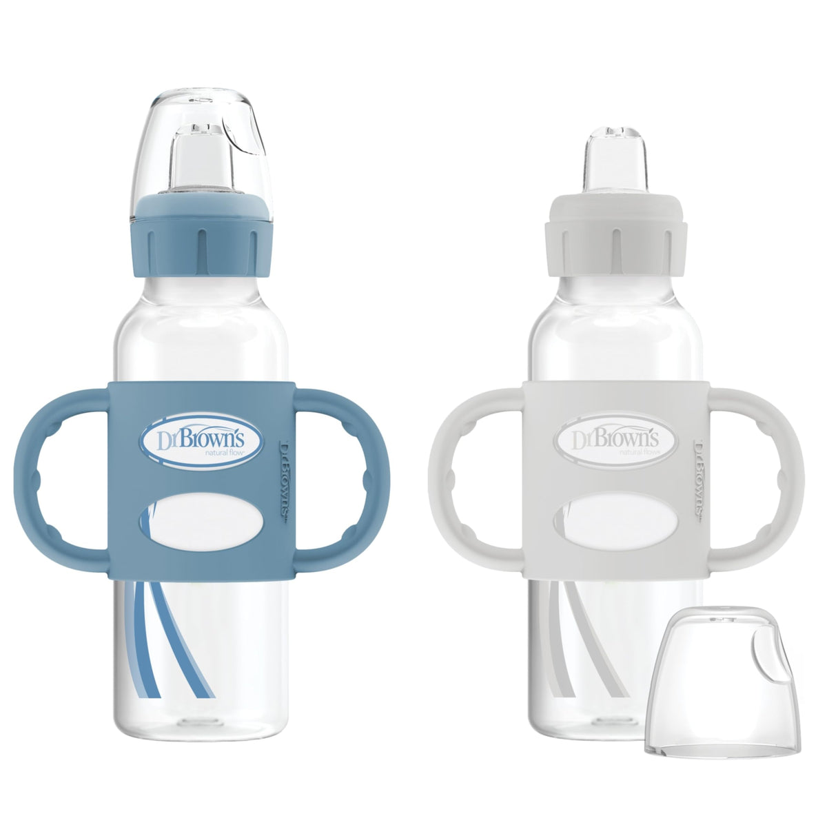 Dr. Brown's Narrow Sippy Spout Bottle with Handles, Pink & Ecru, 2-Pack