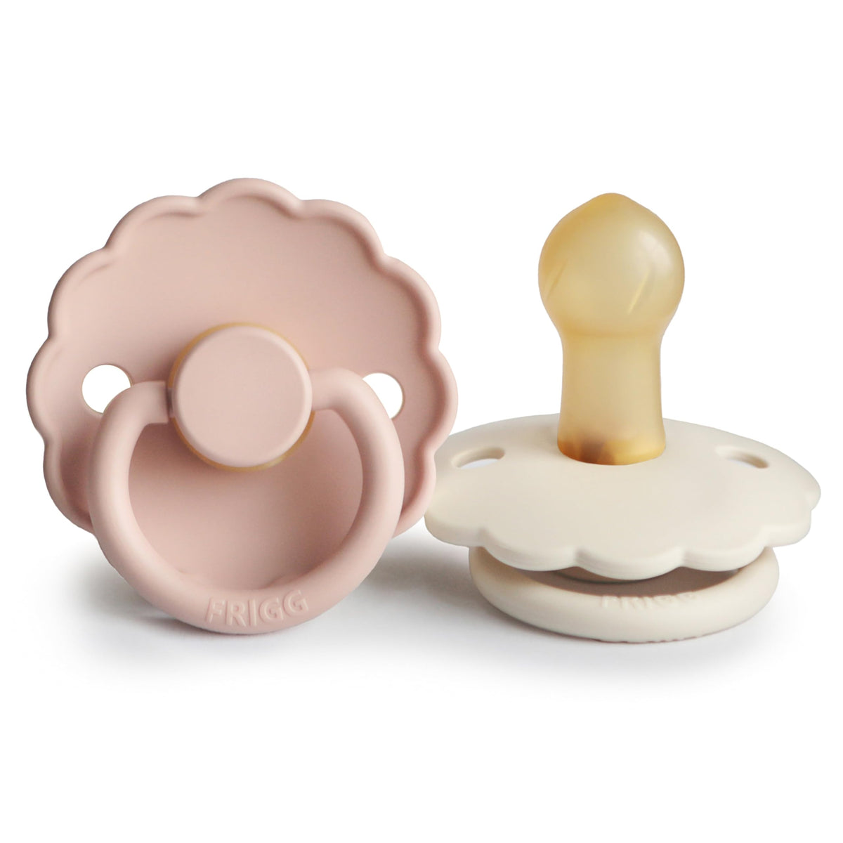 FRIGG Daisy Night Natural Rubber Baby Pacifier | Made in Denmark | BPA-Free (Blush/Cream, 6-18 Months) 2-Pack